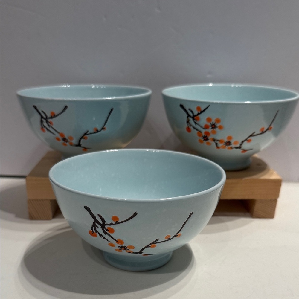 Orange Blossom Japanese rice Bowl set of 3